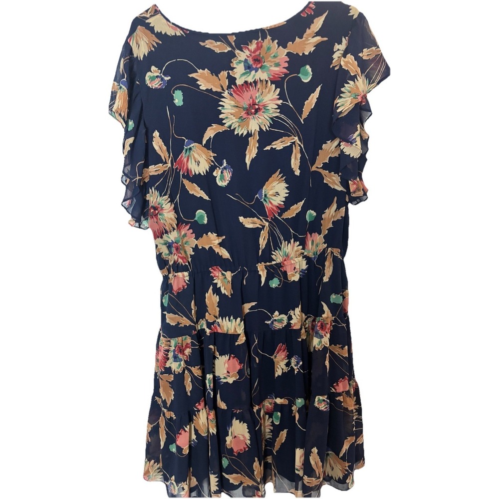 Lauren Ralph Lauren Floral Crinkle Georgette Tie Neck Dress Sz 14 - Picture 4 of 11